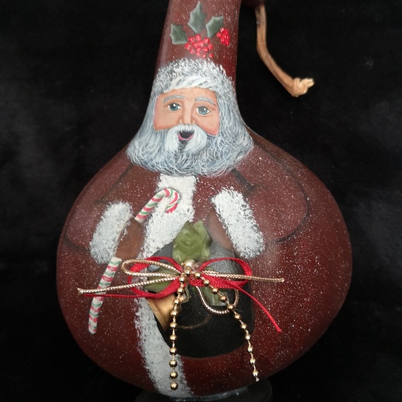 Handcrafted and Hand-painted Santa Gourd Decoration 10" Tall Folk Art - Picture 2 of 7